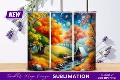 Autumn landscape tent by river tumbler png Product Image 1