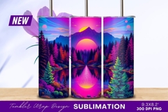 Vibrant sunset over mountain lake landscape tumbler Product Image 1