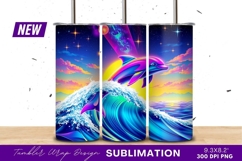 Psychedelic dolphin tumbler png Product Image 1