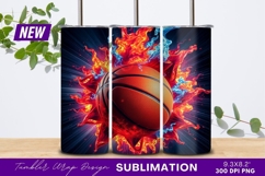 Fiery basketball with red and blue flames tumbler png Product Image 1