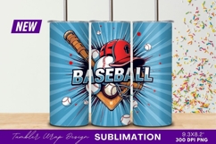 Baseball equipment collage tumbler png background Product Image 1