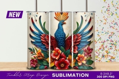 Vibrant phoenix artwork with floral embellishments tumbler Product Image 1