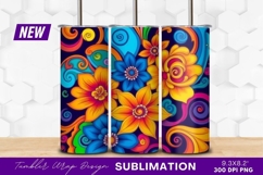 Colorful floral pattern artwork tumbler png Product Image 1