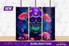 Psychedelic skull mushroom tumbler png design Product Image 1