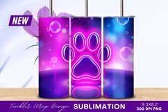 Neon paw print bubbles tumbler png Product Image 1