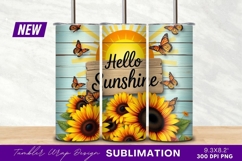Hello sunshine with sunflowers and butterflies tumbler png Product Image 1