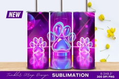 Luminous neon paw prints futuristic aesthetic tumbler png Product Image 1