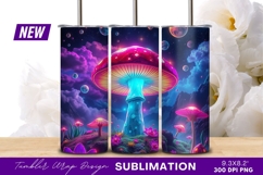 Psychedelic mushroom fantasy landscape tumbler png Product Image 1