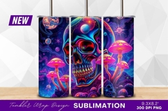 Psychedelic skull mushroom tumbler png design Product Image 1