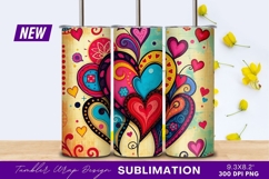 Colorful hearts decorative design for tumbler png Product Image 1