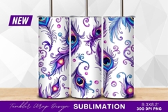 Seamless pattern with peacock feathers tumbler png Product Image 1