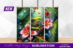 Frog among flowers and butterflies tumbler png Product Image 1
