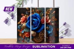 Steampunk floral arrangement with blue roses tumbler png Product Image 1
