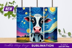 Starry Night Cow Tumbler Png Product Image 1