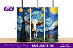 Cow In Starry Night Style Painting Tumbler Product Image 1