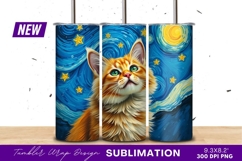 Ginger Cat Starry Night Sky Artistic Dream Tumbler Product Image 1