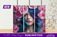 Woman Portrait With Roses Tumbler Png Product Image 1