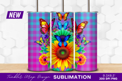 Butterflies And Sunflowers Colorful Tumbler Png Design Product Image 1