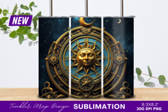 Ornate Sun And Moon Celestial Clock Tumbler Png Product Image 1