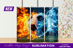 Soccer Ball Surrounded By Fire And Ice Tumbler Product Image 1