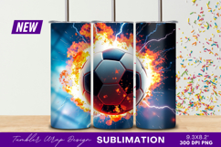 Soccer Ball Surrounded By Fire And Lightning Tumbler Product Image 1