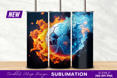 Soccer Ball On Fire And Ice Tumbler Png Product Image 1