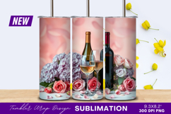 Wine Bottles Glasses And Floral Arrangement Tumbler Png Product Image 1