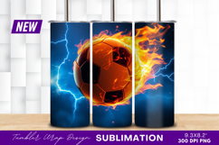Fiery Soccer Ball With Lightning Background Image Tumbler Product Image 1