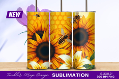 Sunflowers Lilies And Bees Tumbler Png Product Image 1