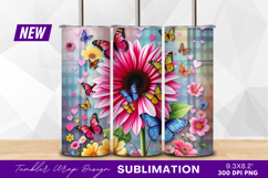 Butterflies With Flowers Hearts Tumbler Png Product Image 1