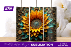 Steampunk Sunflower With Gear Background Tumbler Png Product Image 1