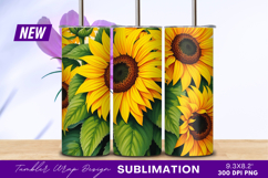 Vibrant Sunflowers With Green Leaves Tumbler Png Product Image 1