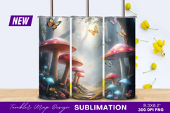 Enchanted Mushroom Forest With Butterflies Tumbler Png Product Image 1