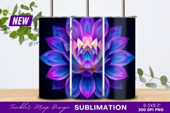 Abstract Lotus Flower In Neon Colors Tumbler Png Product Image 1