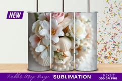 Seashells And Flowers Wedding Bouquet Arrangement Tumbler Product Image 1