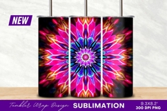 Neon Floral Kaleidoscope Abstract Design Tumbler Png Texture Product Image 1