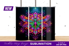 Colorful Dragonfly On Mandala Background Tumbler Png Product Image 1