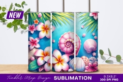 Tropical Beach Flowers And Seashells Tumbler Png Product Image 1