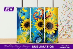 Colorful Sunflower Arrangement On Blue Background Tumbler Product Image 1
