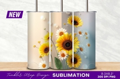 Sunflowers And Daisies Floral Arrangement For Tumbler Png Product Image 1