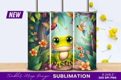 Cartoon Frog And Birds In A Floral Jungle Tumbler Png Product Image 1