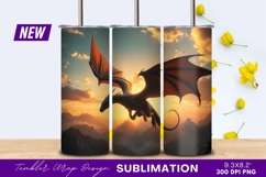 Dragon Soaring Above Mountain Landscape Tumbler Png Product Image 1