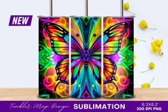 Vibrant Rainbow Butterfly Illustration With Colorful Tumbler Product Image 1