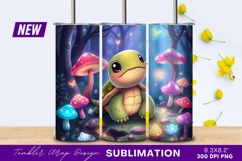 Cute Turtle In Mushroom Forest Tumbler Png Product Image 1