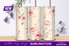 Pink Rose Flower Vintage Seamless Pattern Tumbler Png Product Image 1