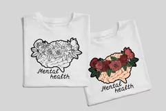 Mental Health Brain with Flowers SVG PNG. Human brain roses. Product Image 2