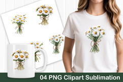 Tied Daisy Flower Bouquet PNG Clipart Product Image 1