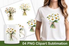 Daisy Flower Bunch with Twine Bow PNG Clipart Product Image 1