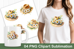 Straw Hat with Daisies PNG Clipart Product Image 1
