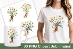 Daisy Bouquet in Hand PNG Clipart Product Image 1